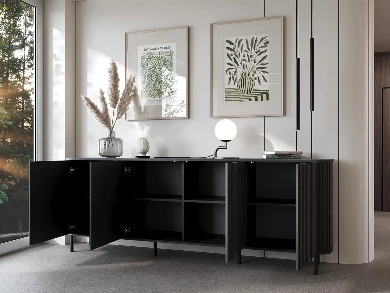 MOEBLINE Sideboard ZILLO 4 Schubladen Schwarz - Bild 5