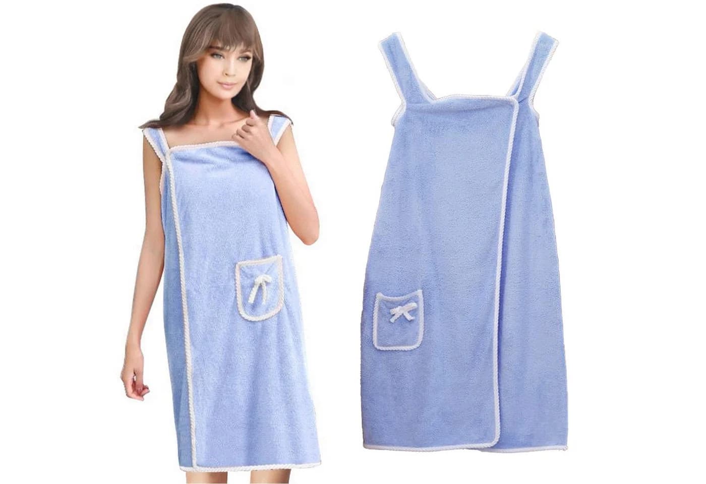 LA CUTE Saunatuch Damen Handtuch Bademantel Rosa/Blau 2-in-1 - Bild 2