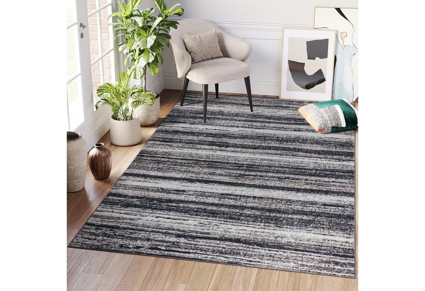 Tapiso Teppich RITZ Vintage Grau Blau Rechteckig Rutschfest