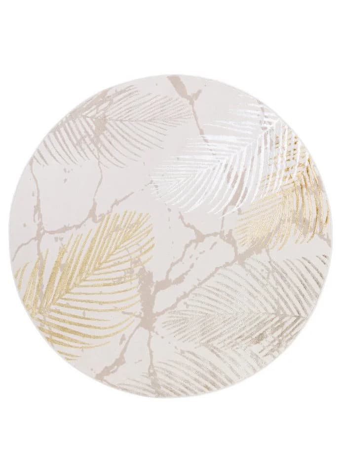 Tapiso Teppich CRYSTAL Rund Modern Design Creme Gold - Bild 2