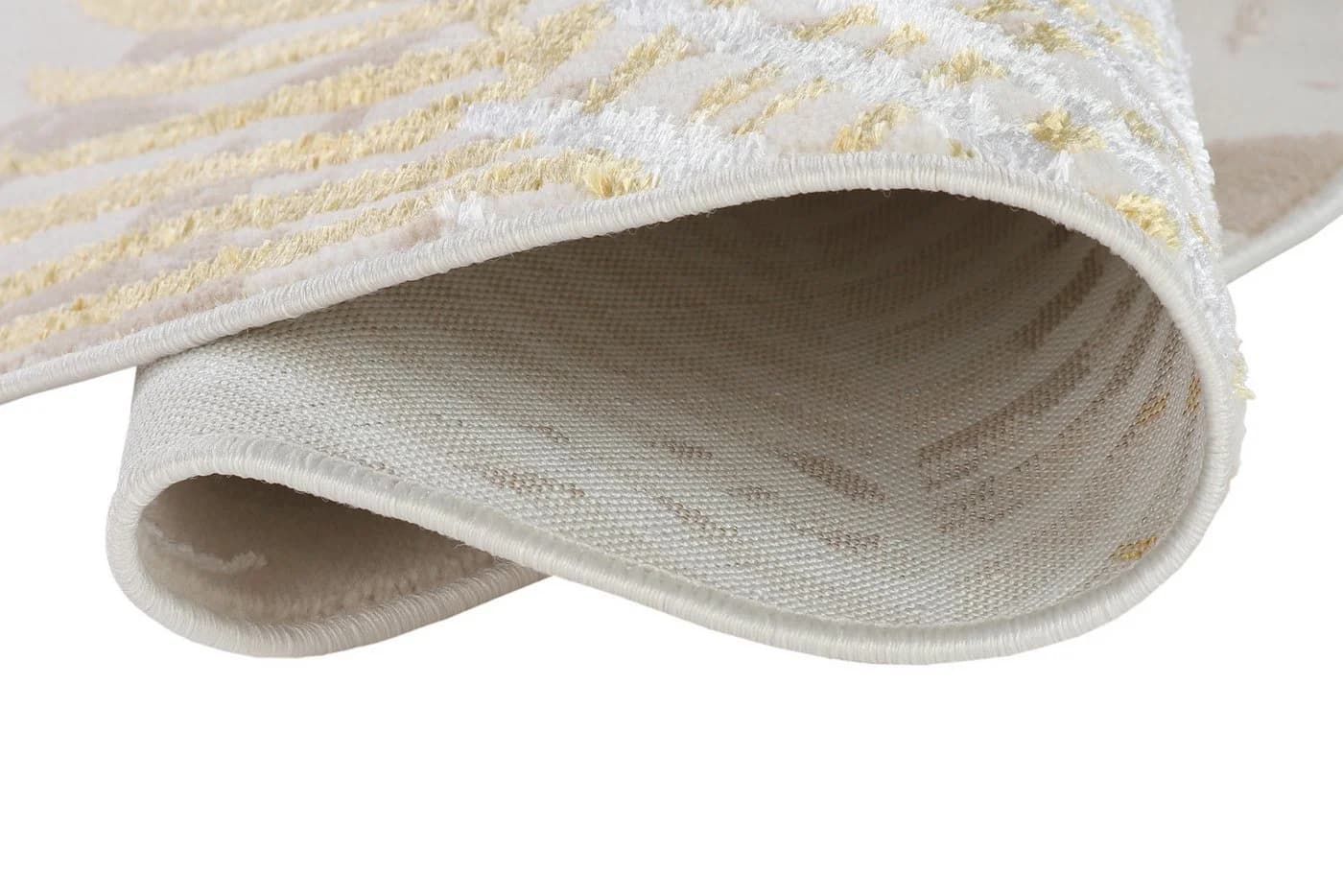 Tapiso Teppich CRYSTAL Rund Modern Design Creme Gold - Bild 5