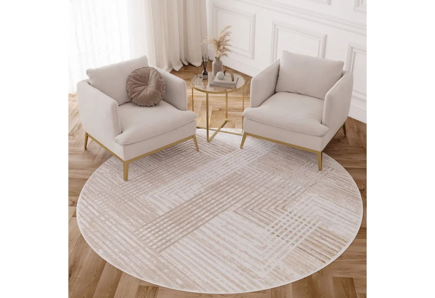 Tapiso Teppich CRYSTAL Rund 8 mm Wohnzimmer Schlafzimmer Modern Design