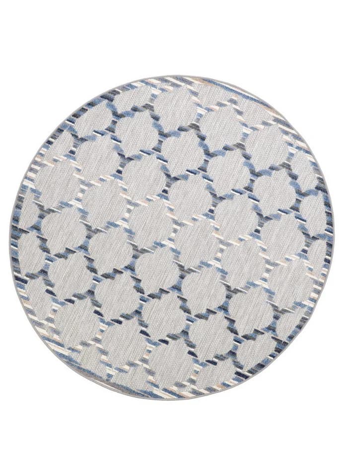 Tapiso Outdoorteppich PATIO Rund Blau Grau Kunstfaser - Bild 2