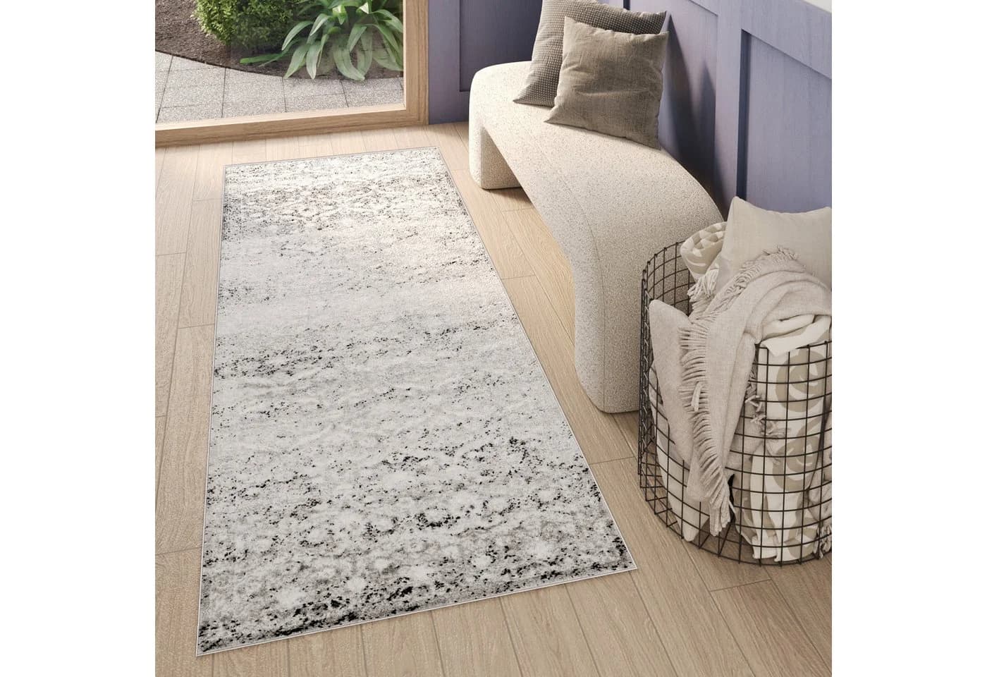 Tapiso Läufer SKY Grau Modern Vintage Design