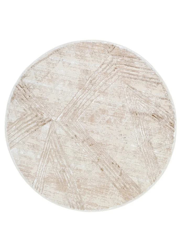 Tapiso Teppich CRYSTAL Rund Creme Modern 3D Effekt - Bild 2