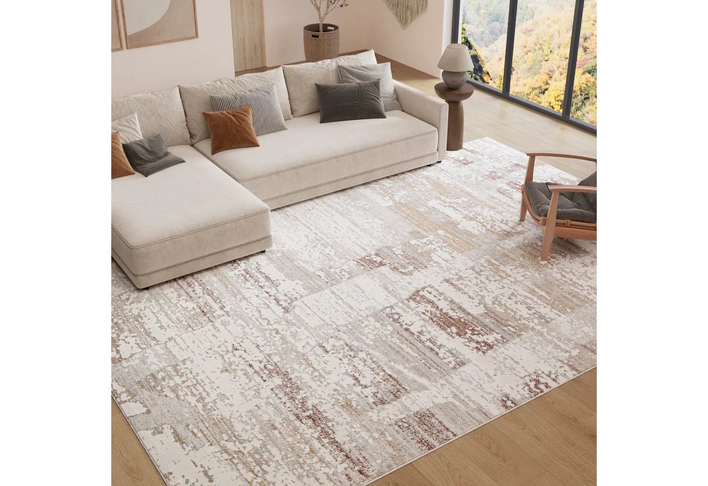 Tapiso Teppich TREND Kurzflor Blumenmuster Beige Braun Grau - Bild 3