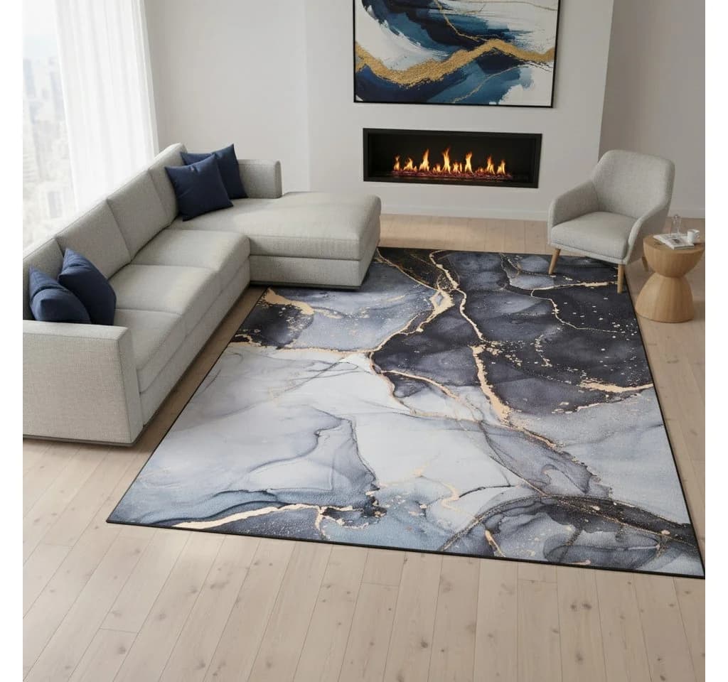 Tapiso Teppich NORA Grau Kurzflor mit rutschfester Rückseite - Bild 2