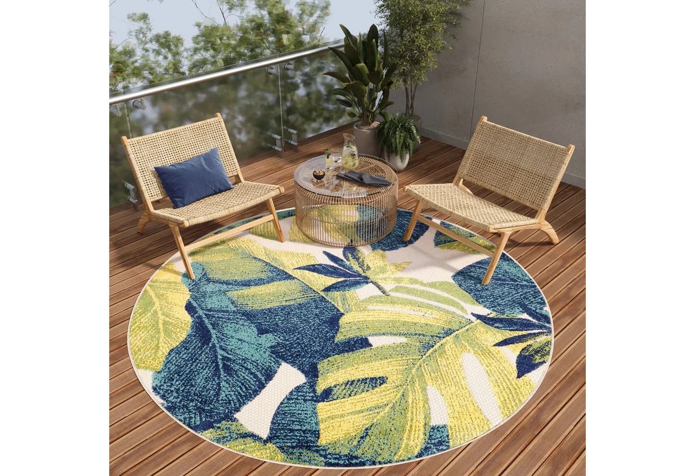Tapiso Outdoorteppich PATIO rund wasserfest pflegeleicht