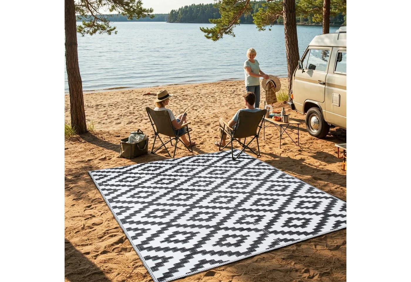 Tapiso Outdoorteppich IBIZA Schwarz Ethno Design - Bild 3