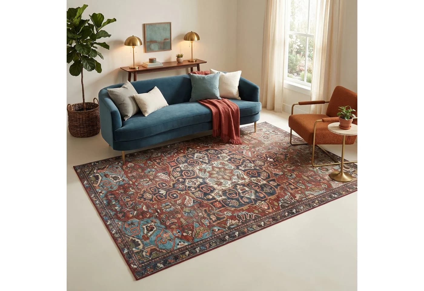 Tapiso Orientteppich ISPAHAN Blau Orientalisch