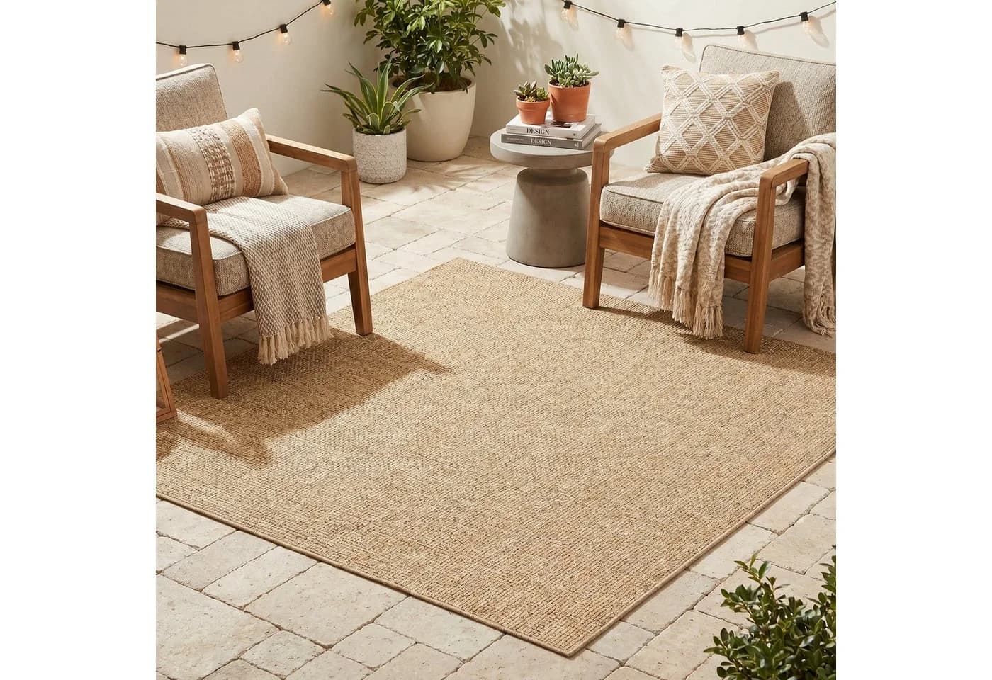 Tapiso Outdoorteppich YUCANA Beige quadratisch wetterfest