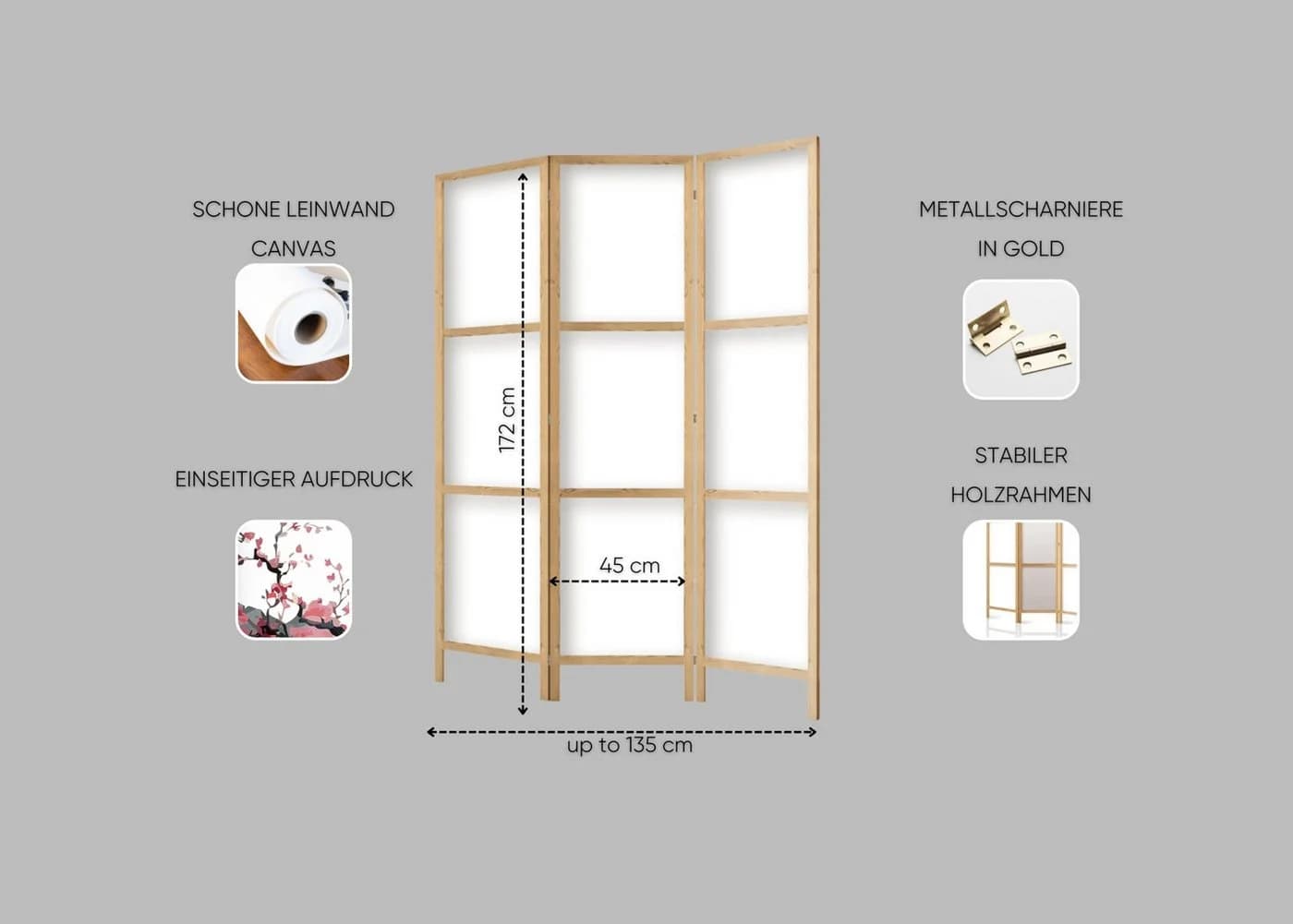 framed concept Paravent Orientalisches Japan-Motiv Holzrahmen - Bild 4