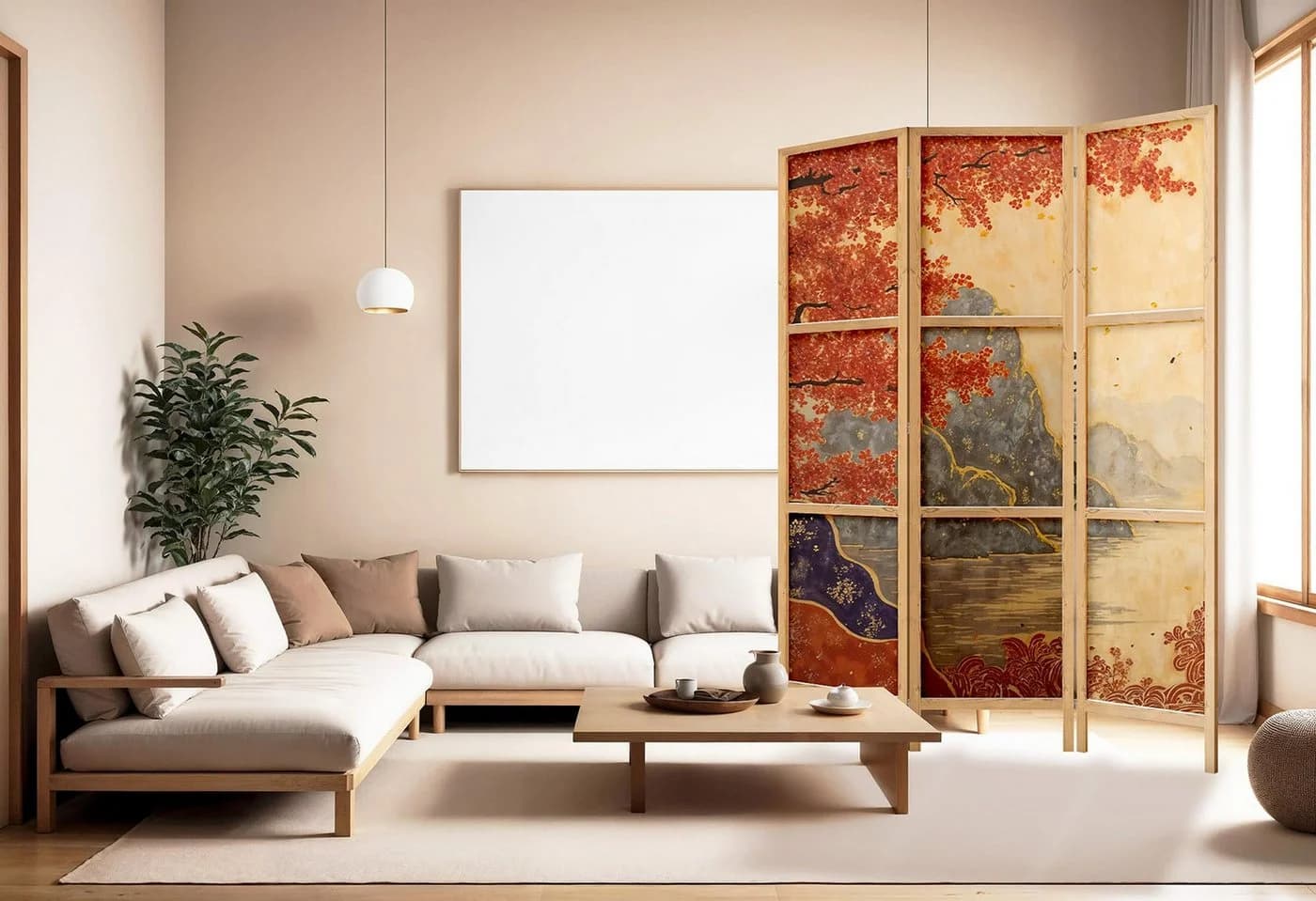 framed concept Paravent Orientalisch Japan-Motiv Holz Leinwand - Bild 3