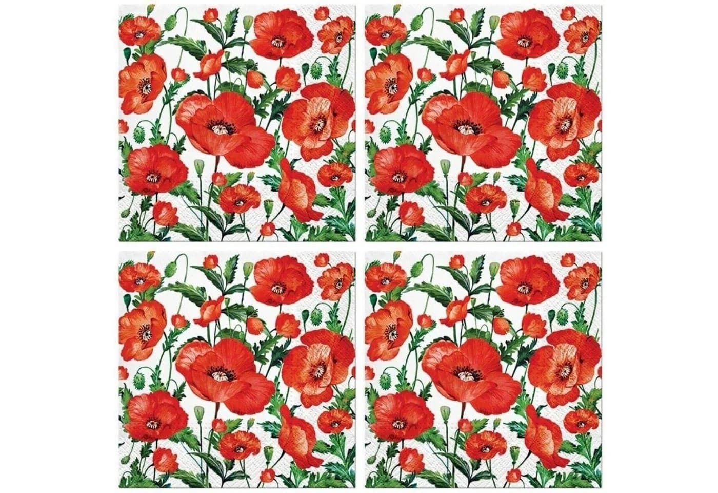 PAW Sp. z o.o. Papierserviette 20 Stück ca 33x33 cm - Mohnblumen - Bild 2