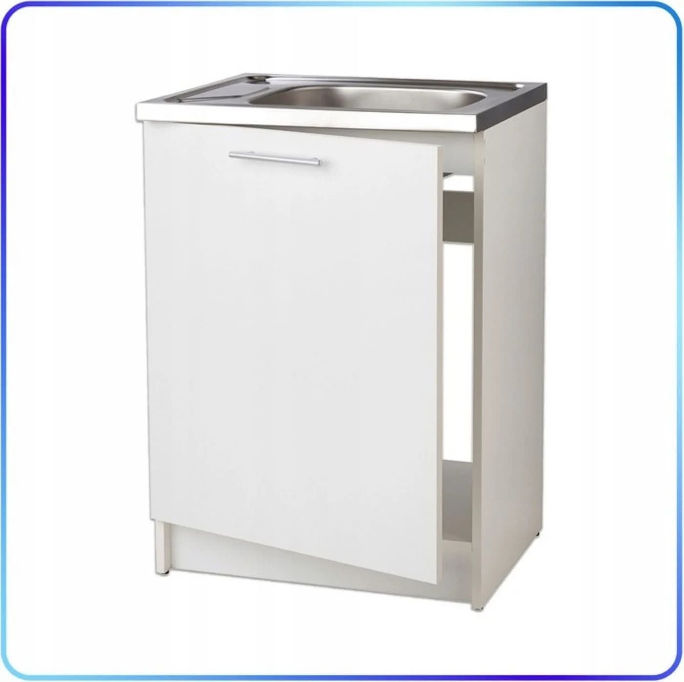 STAMAR Spülenschrank Küchenschrank 60x60cm Weiß Spüle Abtropffläche Edelstahl