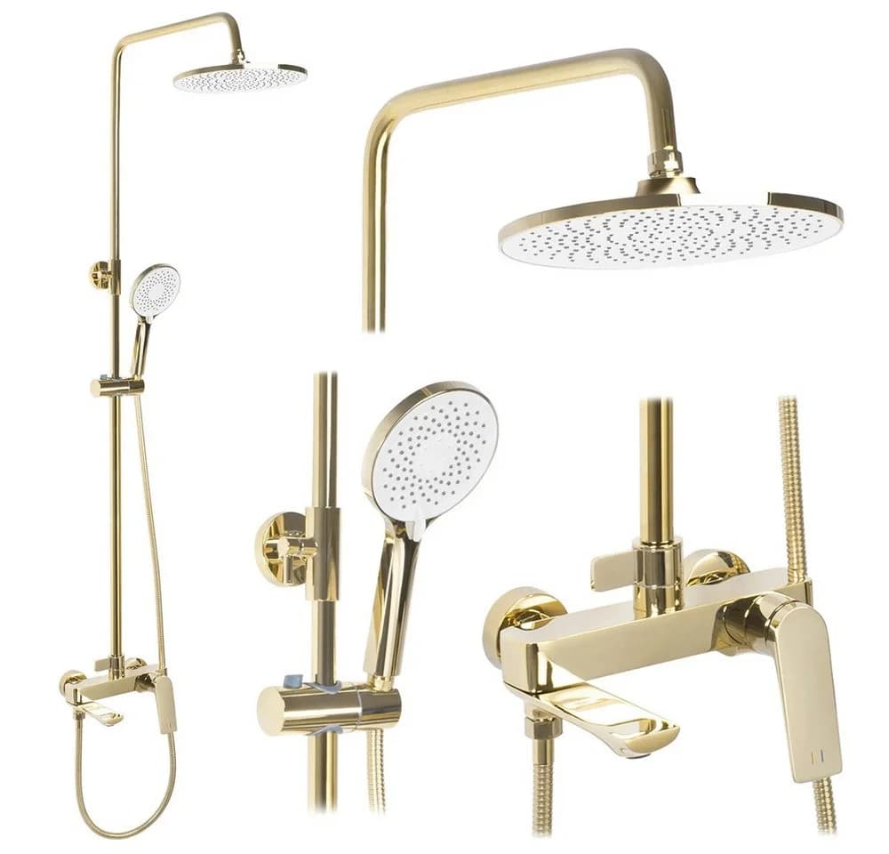 wohnwerk.idee Duschsystem Avalon Regendusche Handbrause Gold Matt Schwarz Grau - Bild 2