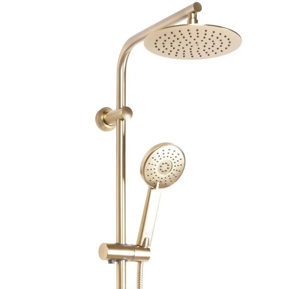 wohnwerk.idee Duschsystem Duschgarnitur mit Thermostat Bliss Matt Gold, 2 Strahlarten