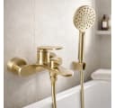 wohnwerk.idee Wannenarmatur Gold Matt Messing Einhebelmischer mit Handbrause Bild 2