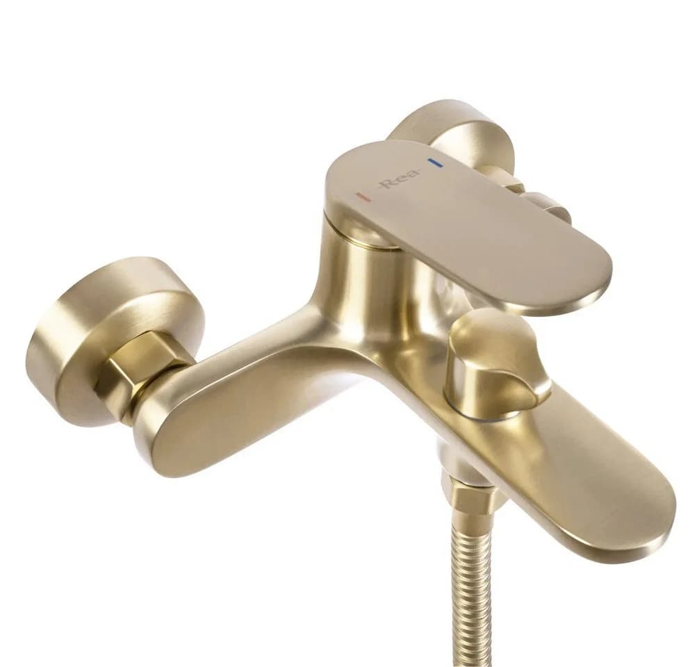 wohnwerk.idee Wannenarmatur Gold Matt Messing Einhebelmischer mit Handbrause - Bild 3