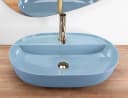 wohnwerk.idee Aufsatzwaschbecken oval Keramik Blau Shiny Bild 1