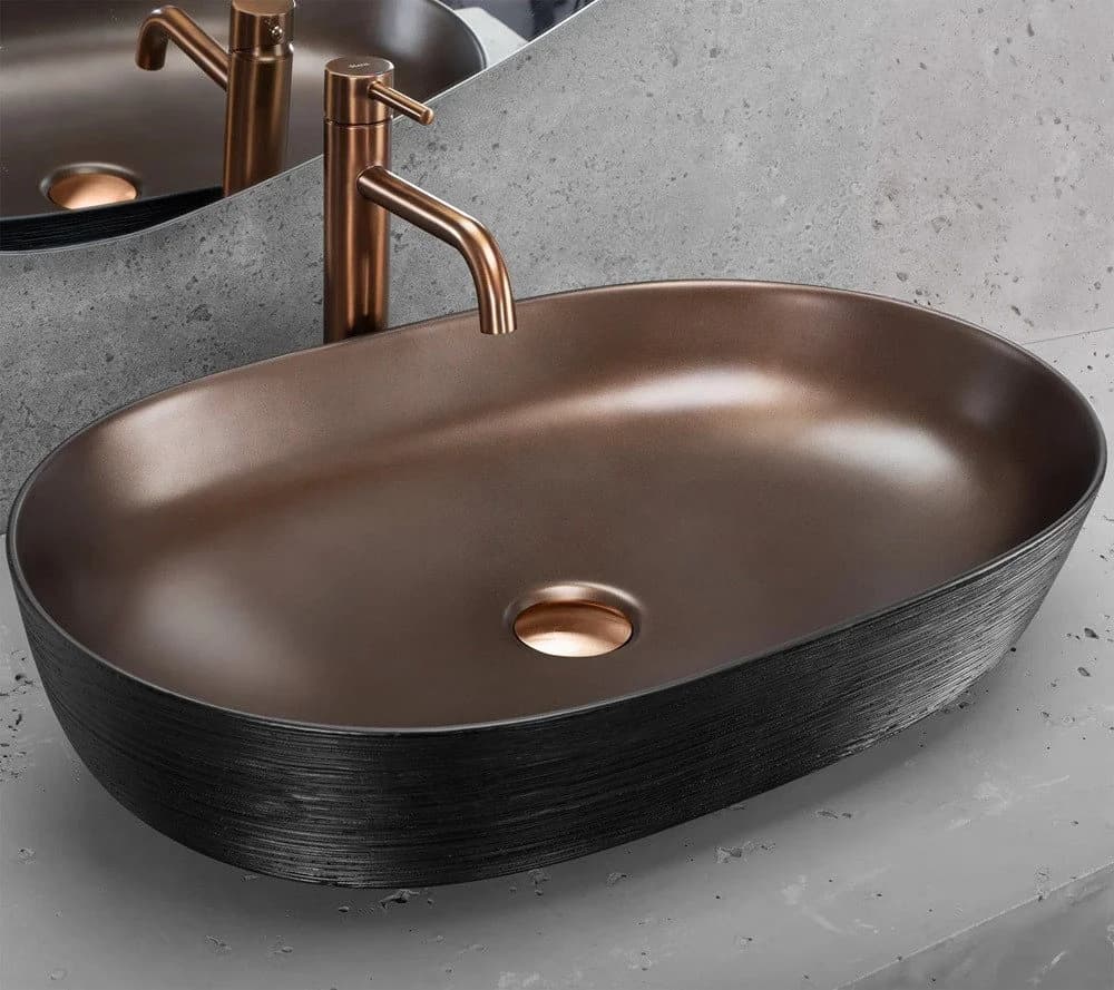 wohnwerk.idee Aufsatzwaschbecken Luxus Kupfer Schwarz
