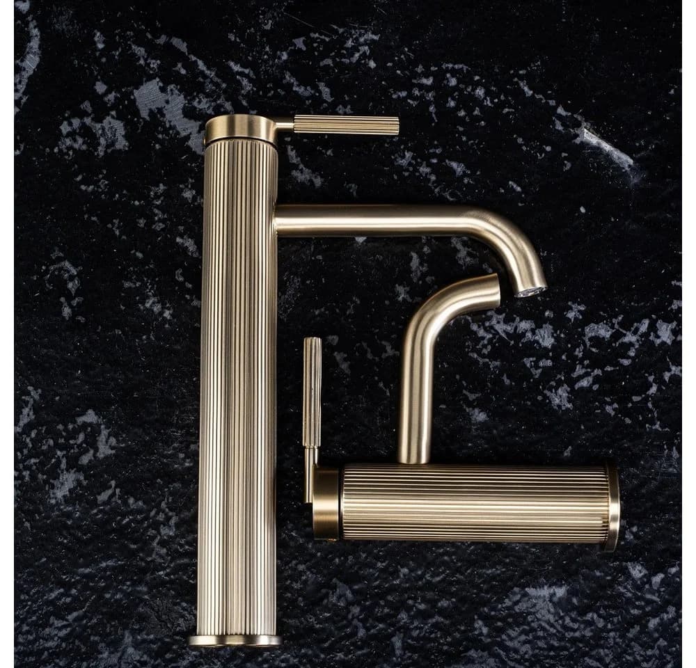 wohnwerk.idee Badarmatur Gold Matt Design Waschtischarmatur Hoch - Bild 3