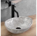 wohnwerk.idee Aufsatzwaschbecken Marmoroptik Oval Grau Glanz Keramik Bild 1