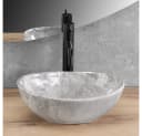 wohnwerk.idee Aufsatzwaschbecken Marmoroptik Oval Grau Glanz Keramik Bild 3