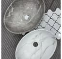 wohnwerk.idee Aufsatzwaschbecken Marmoroptik Oval Grau Glanz Keramik Bild 5