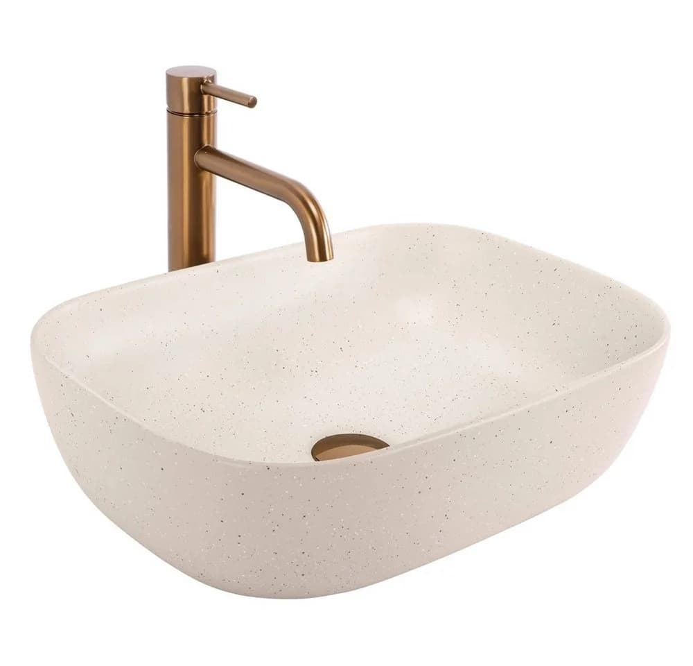 wohnwerk.idee Aufsatzwaschbecken Beige Marmoroptik Naturstein Design - Bild 2