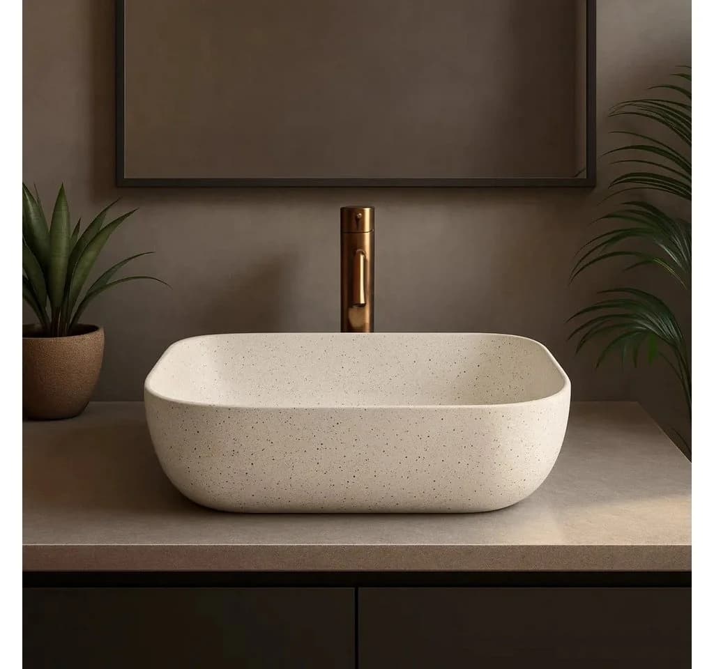 wohnwerk.idee Aufsatzwaschbecken Beige Marmoroptik Naturstein Design - Bild 3
