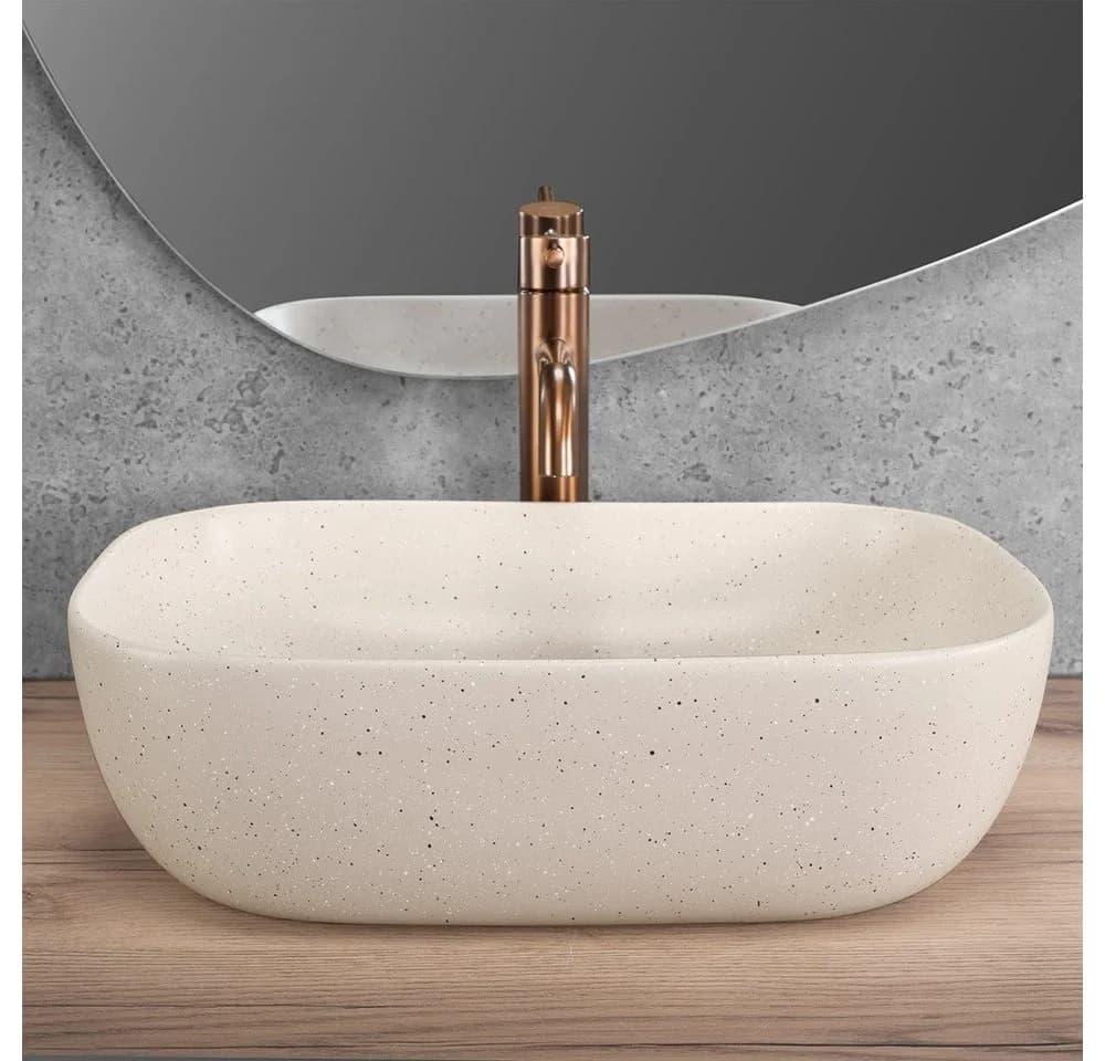 wohnwerk.idee Aufsatzwaschbecken Beige Marmoroptik Naturstein Design - Bild 5