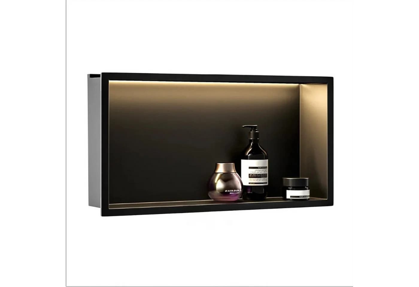 wohnwerk.idee Badregal LED Wandnische 30x60 cm Edelstahl Schwarz - Bild 4