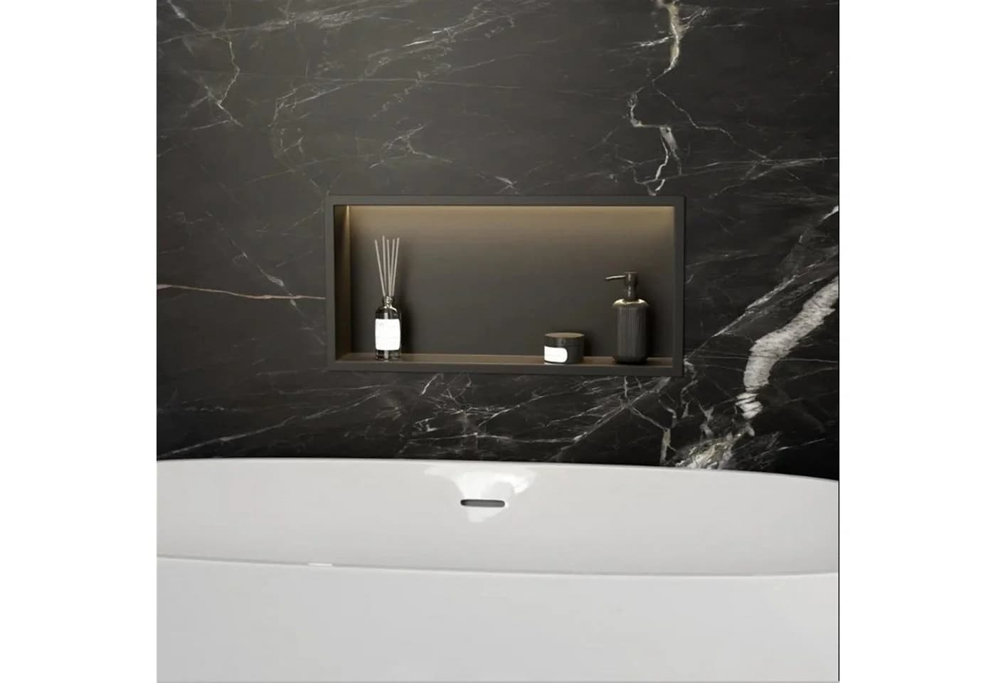 wohnwerk.idee Badregal LED Wandnische 30x60 cm Edelstahl Schwarz - Bild 5