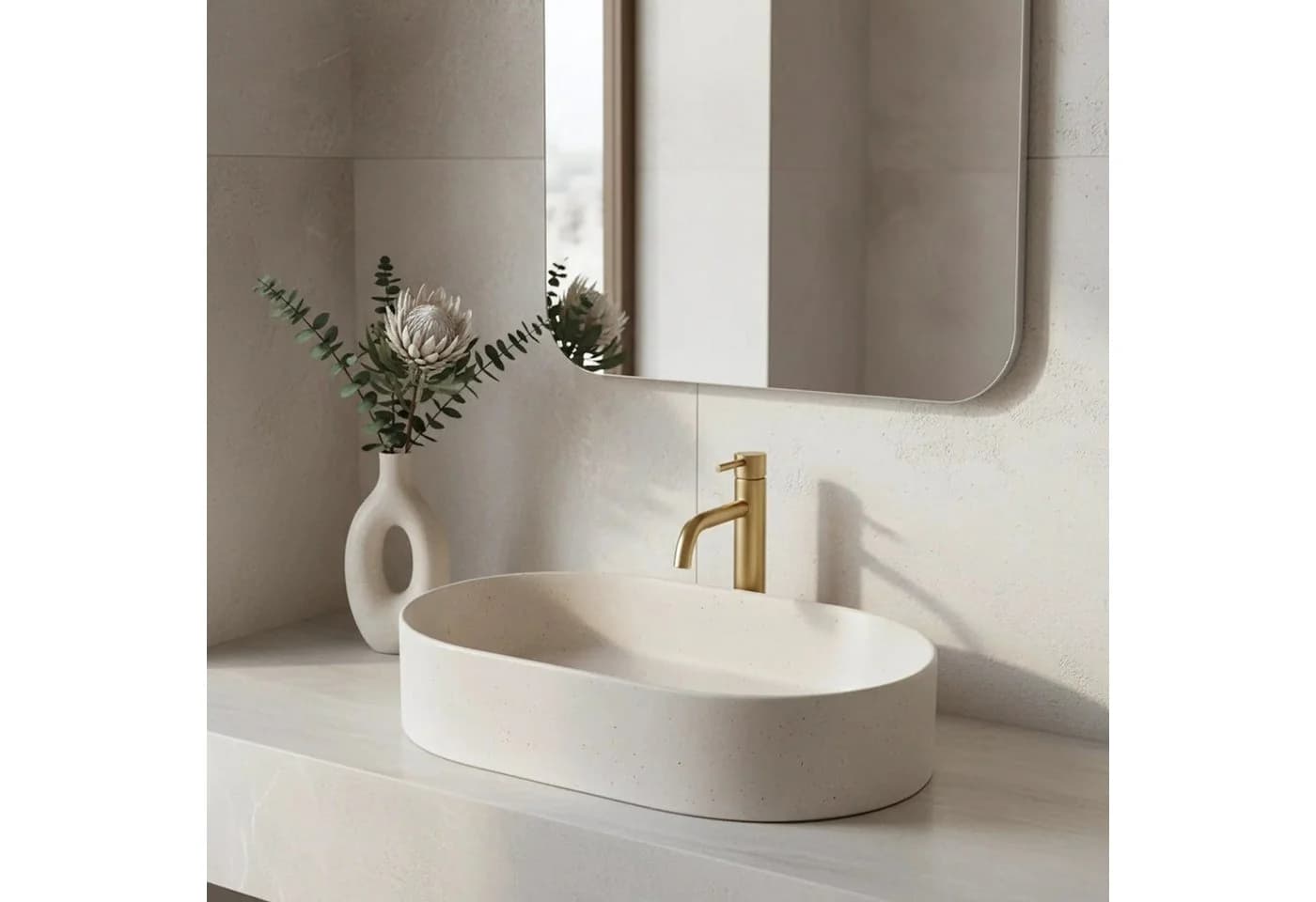 wohnwerk.idee Aufsatzwaschbecken sandfarben, oval, Keramik - Bild 5