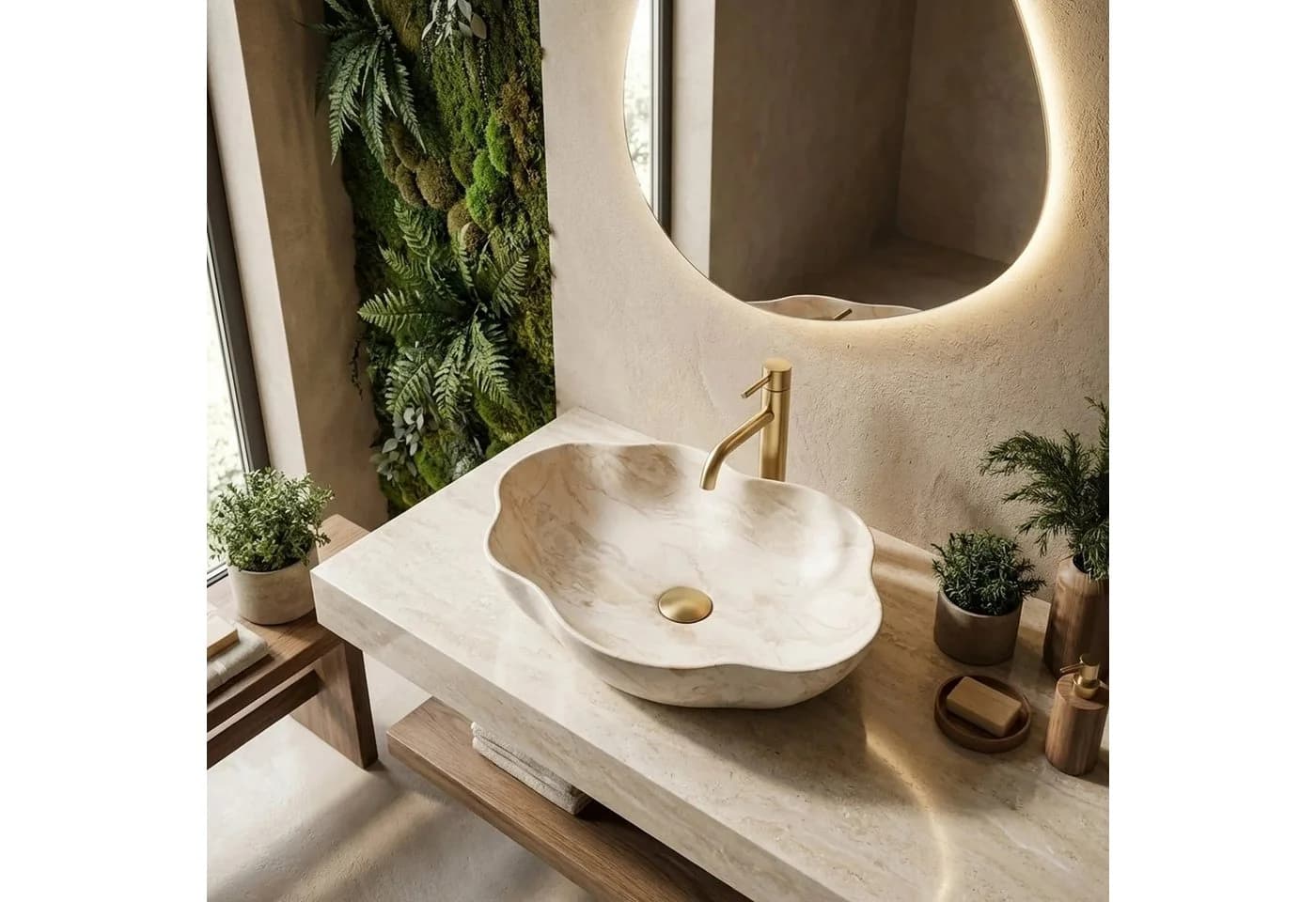 wohnwerk.idee Aufsatzwaschbecken Natursteinoptik Modern - Bild 3
