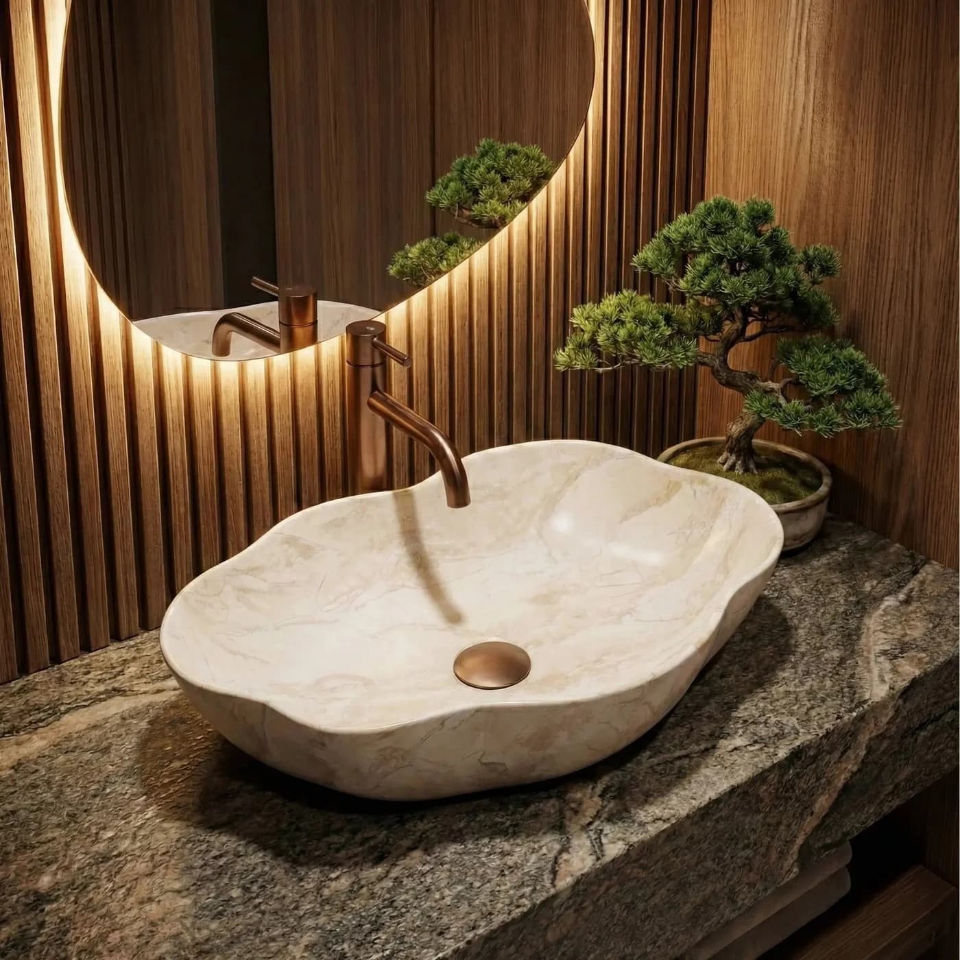 wohnwerk.idee Aufsatzwaschbecken Natursteinoptik Modern - Bild 4