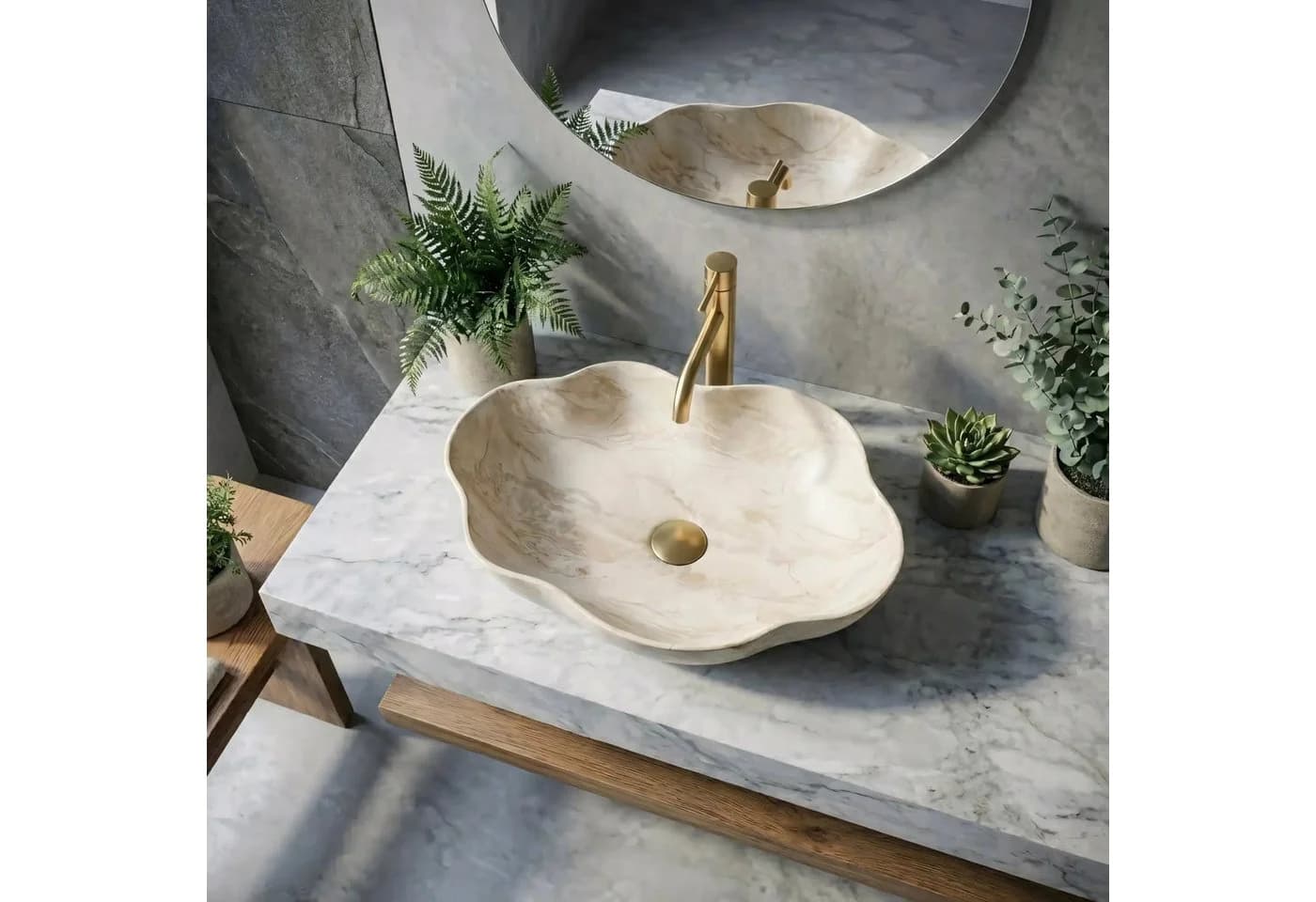 wohnwerk.idee Aufsatzwaschbecken Natursteinoptik Modern - Bild 5