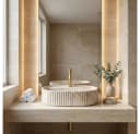 wohnwerk.idee Aufsatzwaschbecken oval geriffelt Keramik Design Bild 1