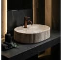 wohnwerk.idee Aufsatzwaschbecken oval geriffelt Keramik Design Bild 5