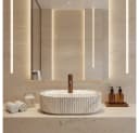 wohnwerk.idee Aufsatzwaschbecken Oval Geriffelt Keramik Design Bild 1