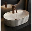 wohnwerk.idee Aufsatzwaschbecken Oval Geriffelt Keramik Design Bild 4