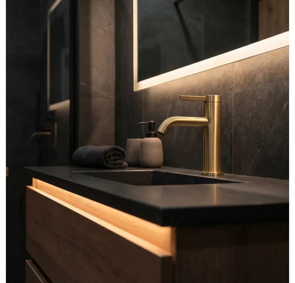 wohnwerk.idee Badarmatur Gold Matt Einhebelmischer PVD-Beschichtung - Bild 4