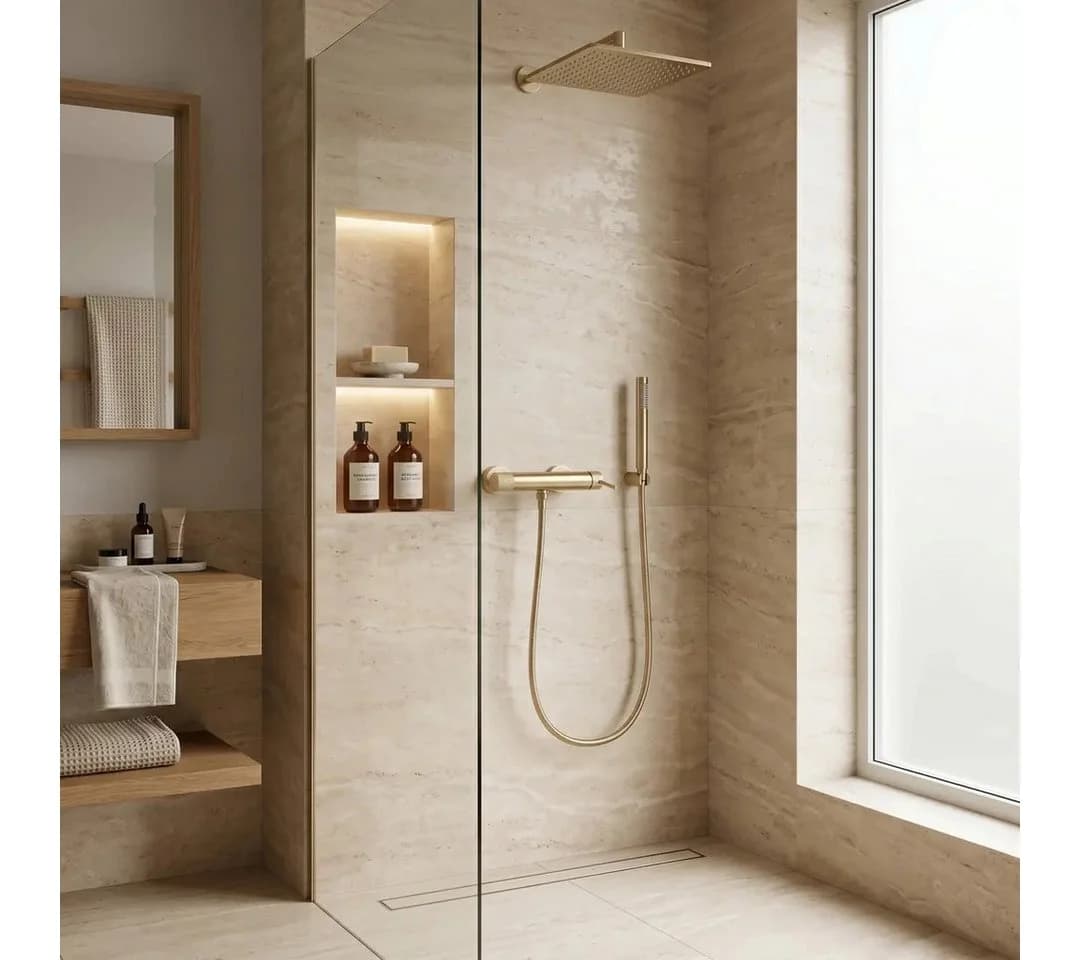 wohnwerk.idee Duscharmatur mit Handbrause Gold Chrom Matt Mischbatterie - Bild 4