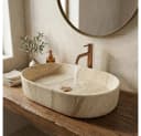 wohnwerk.idee Aufsatzwaschbecken Beige Oval Steinoptik Bild 4