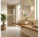 wohnwerk.idee Aufsatzwaschbecken Beige Oval Steinoptik Bild 5