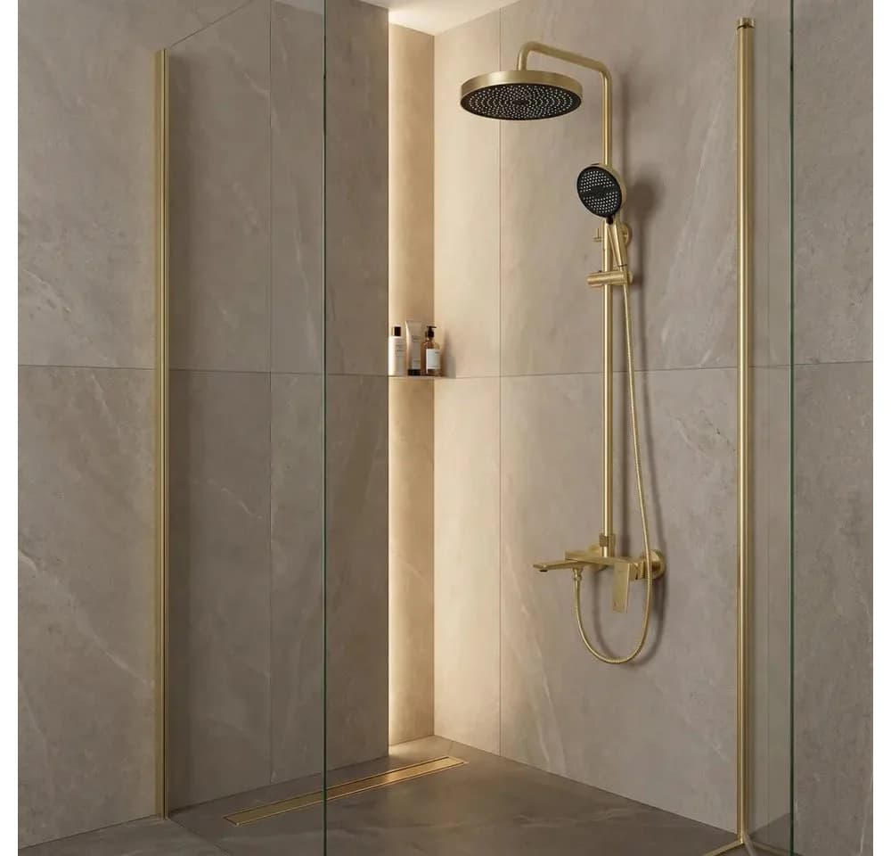 wohnwerk.idee Duschsystem Regendusche Set Gold Matt Chrom