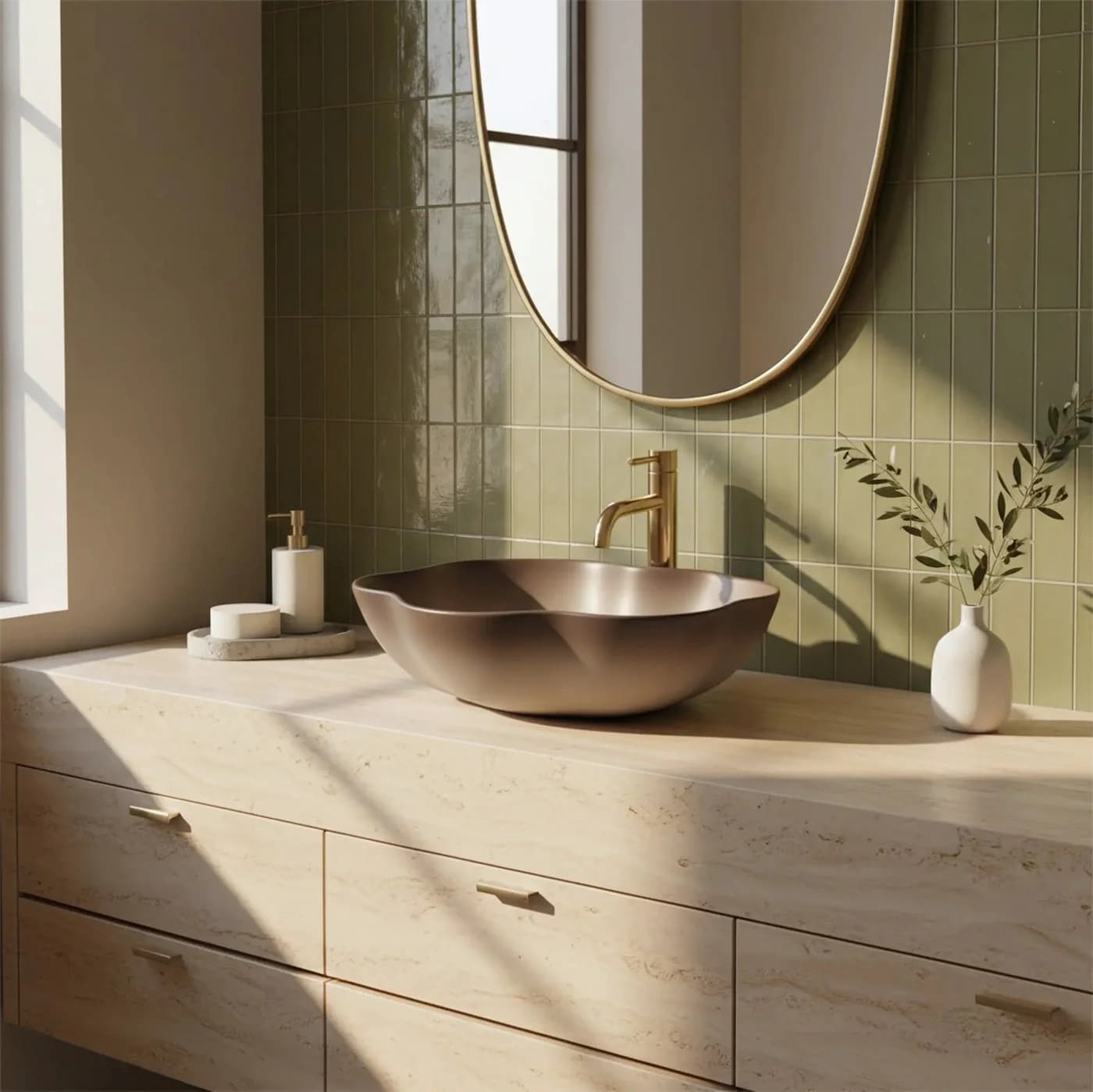 wohnwerk.idee Aufsatzwaschbecken Natursteinoptik Modern