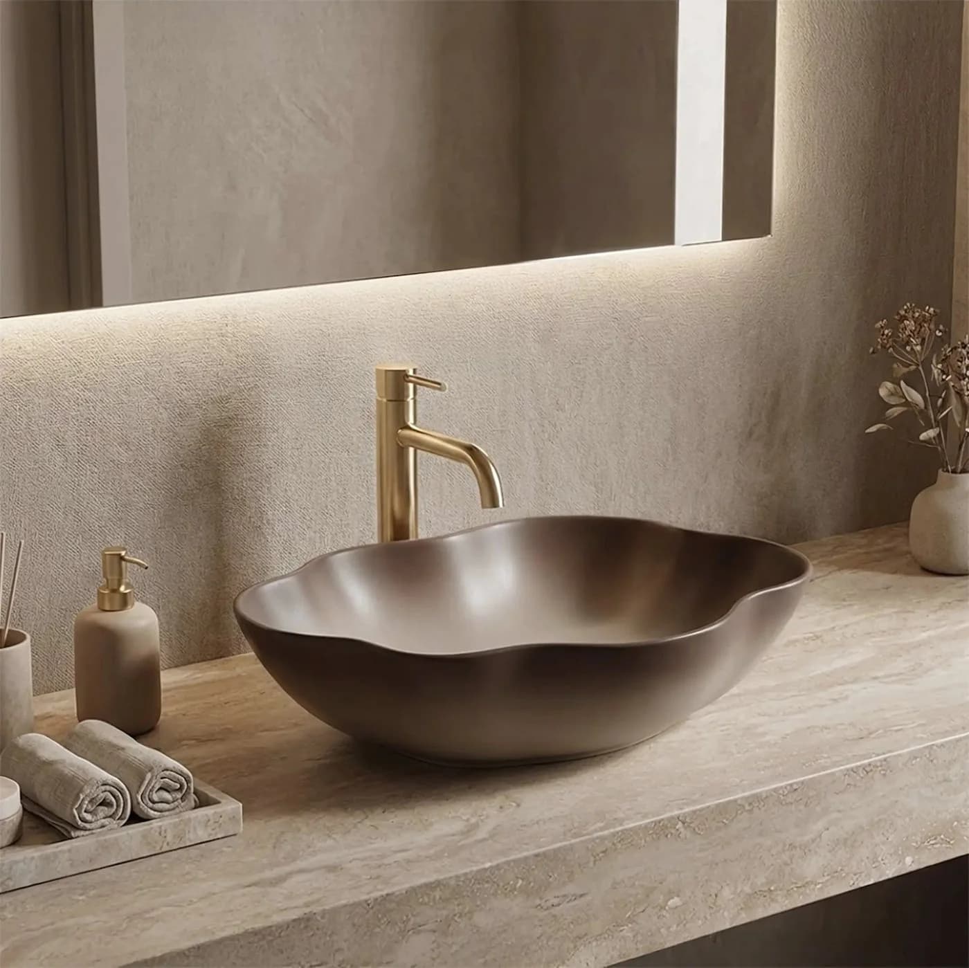 wohnwerk.idee Aufsatzwaschbecken Natursteinoptik Modern - Bild 3