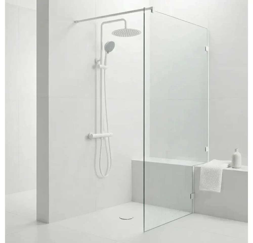 wohnwerk.idee Duschsystem Regendusche mit Thermostat & Handbrause Weiß